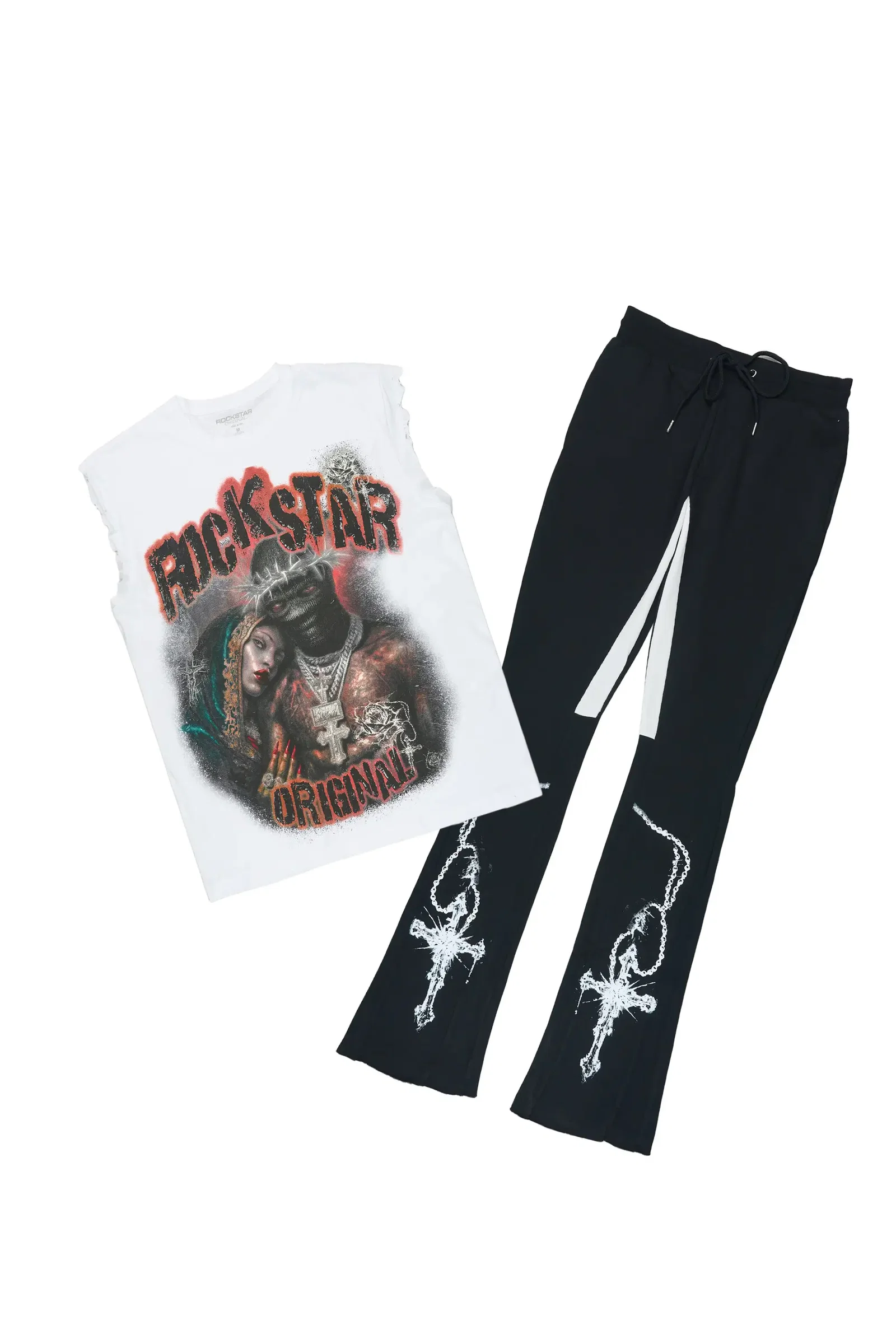 Image of Vontae White/Black Cut Sleeve/Stacked Flare Track Set