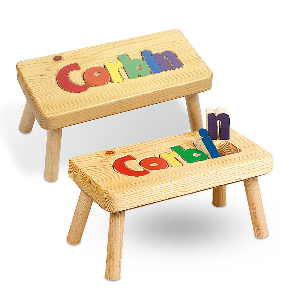 Image of Personalized Wooden Puzzle Step Stool
