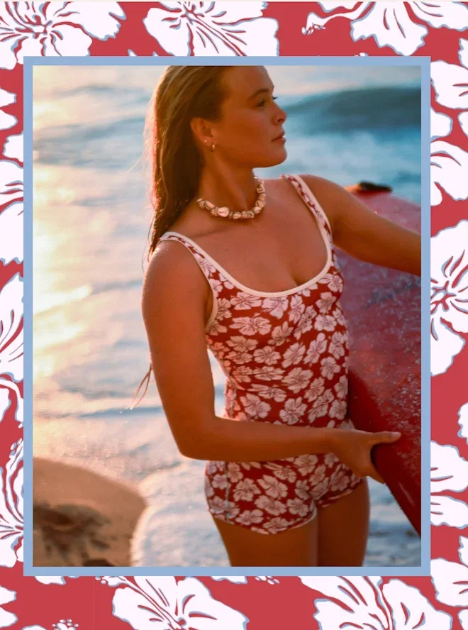 Paradise Call Retro Surf Bodysuit One Piece Swimsuit