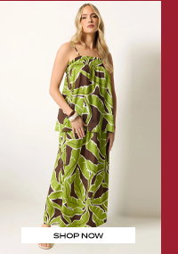 LTS Tall Green Palm Print Beaded Cami Top