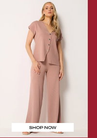 LTS Tall Light Pink Knitted Wide Leg Trousers
