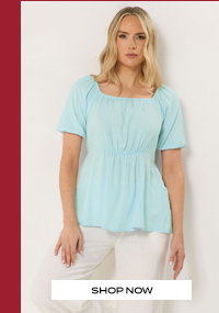 LTS Tall Light Blue Square Neck Cotton Blouse