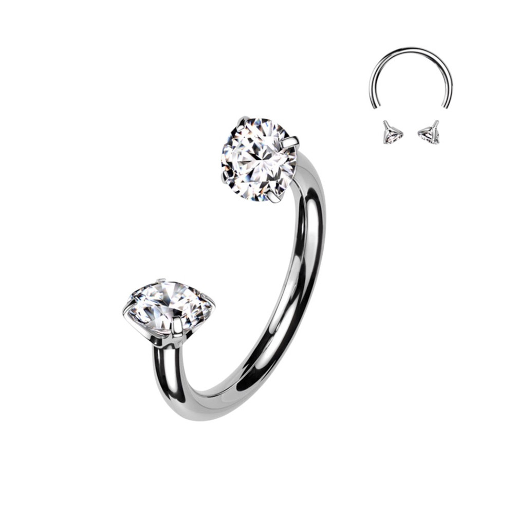 16G Prong CZ Circular Barbells Horseshoe Rings Piercings Jewelry