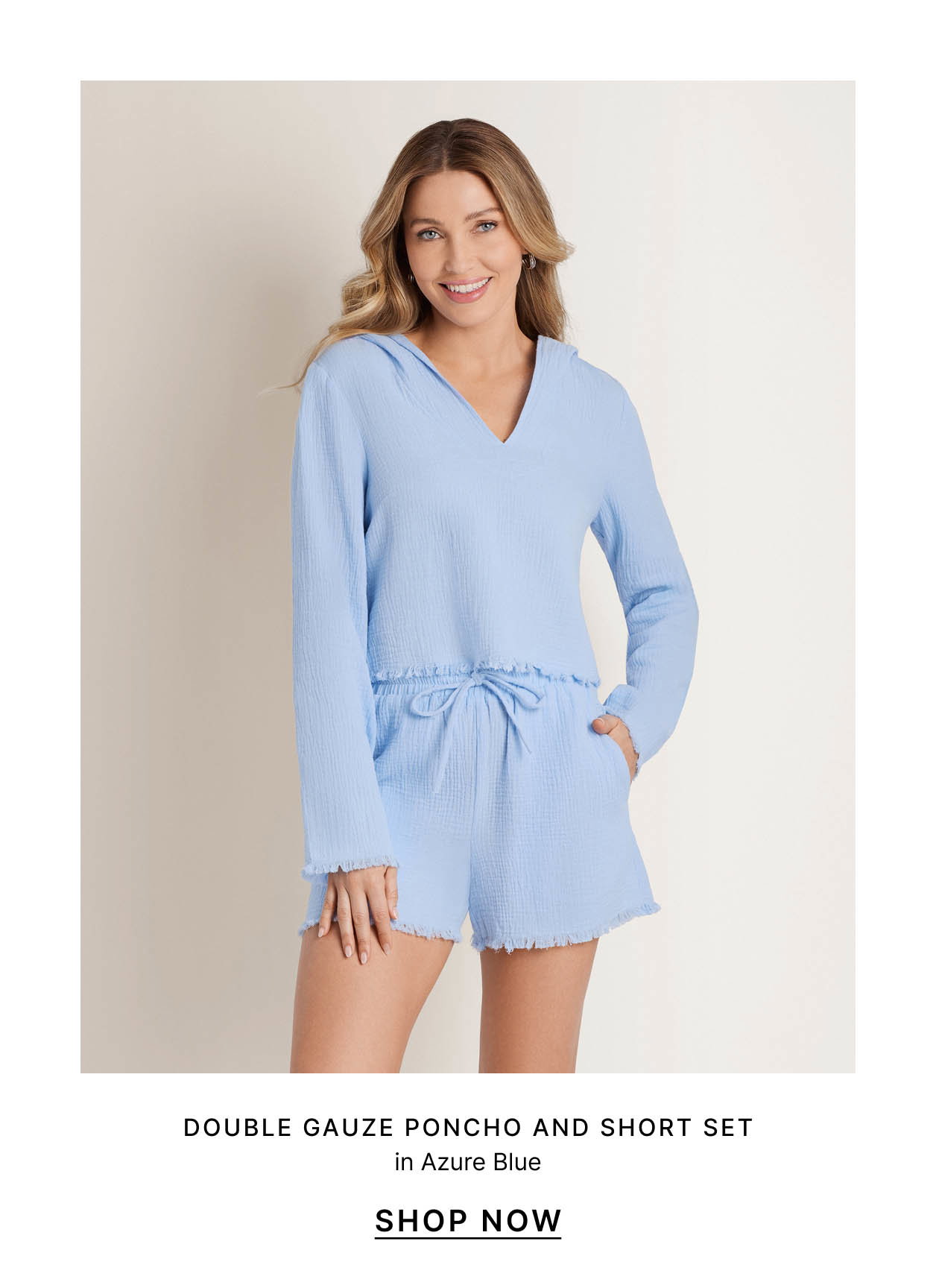 Double Gauze Poncho And Short Set