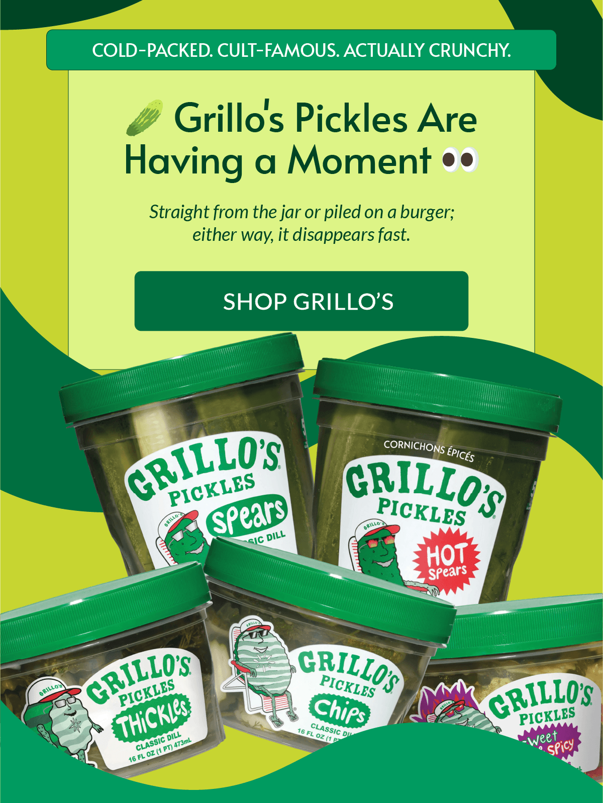 HERO BANNER / GRILLO's PICKLES / TRENDING NOW
