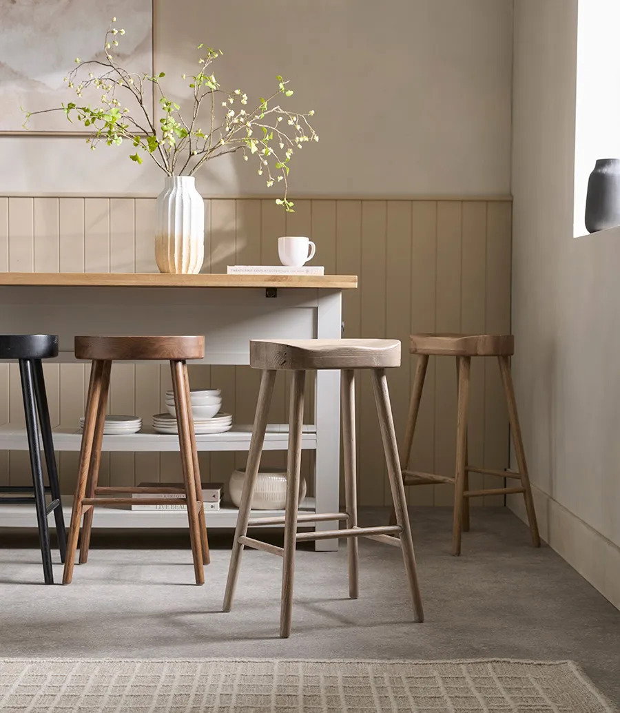 Weathered Oak Counter Stool - Greywash