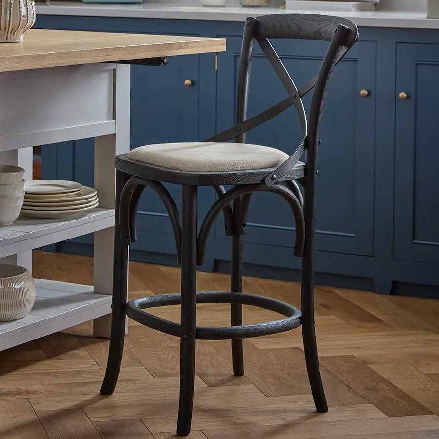 Oak Cross Back Counter Stool