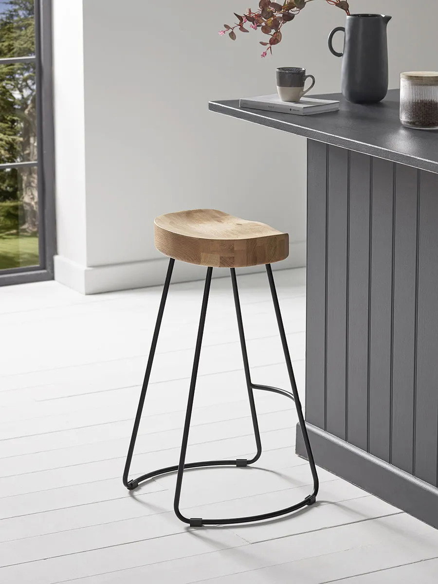 Weathered Oak and Metal Counter Stool