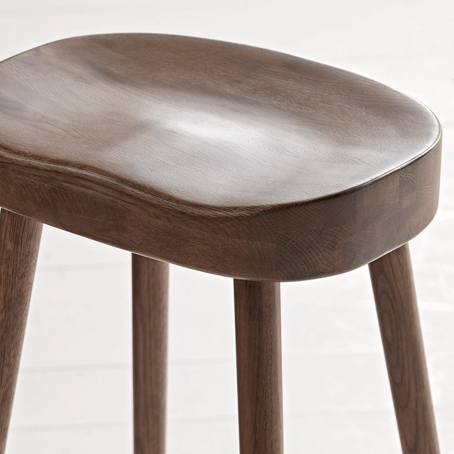 Weathered Oak Counter Stool - Walnut Effect