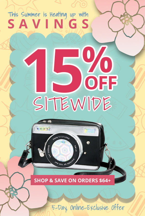 An image promoting 15% off storewide on gifts, clothing, home decor, and more for 5 days only at Potpourri.