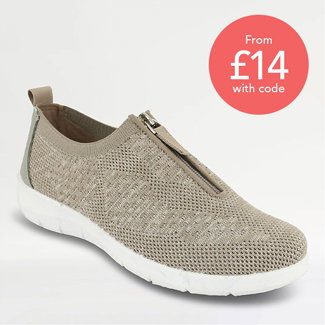 Wide EE Fit Zip Front Marl Knit Fabric Trainer - LJ940