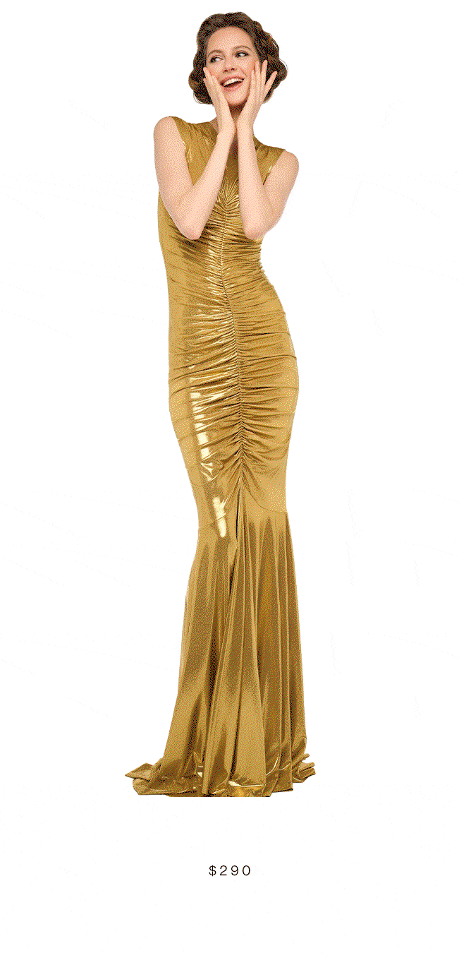 SHIRRED FRONT FISHTAIL GOWN