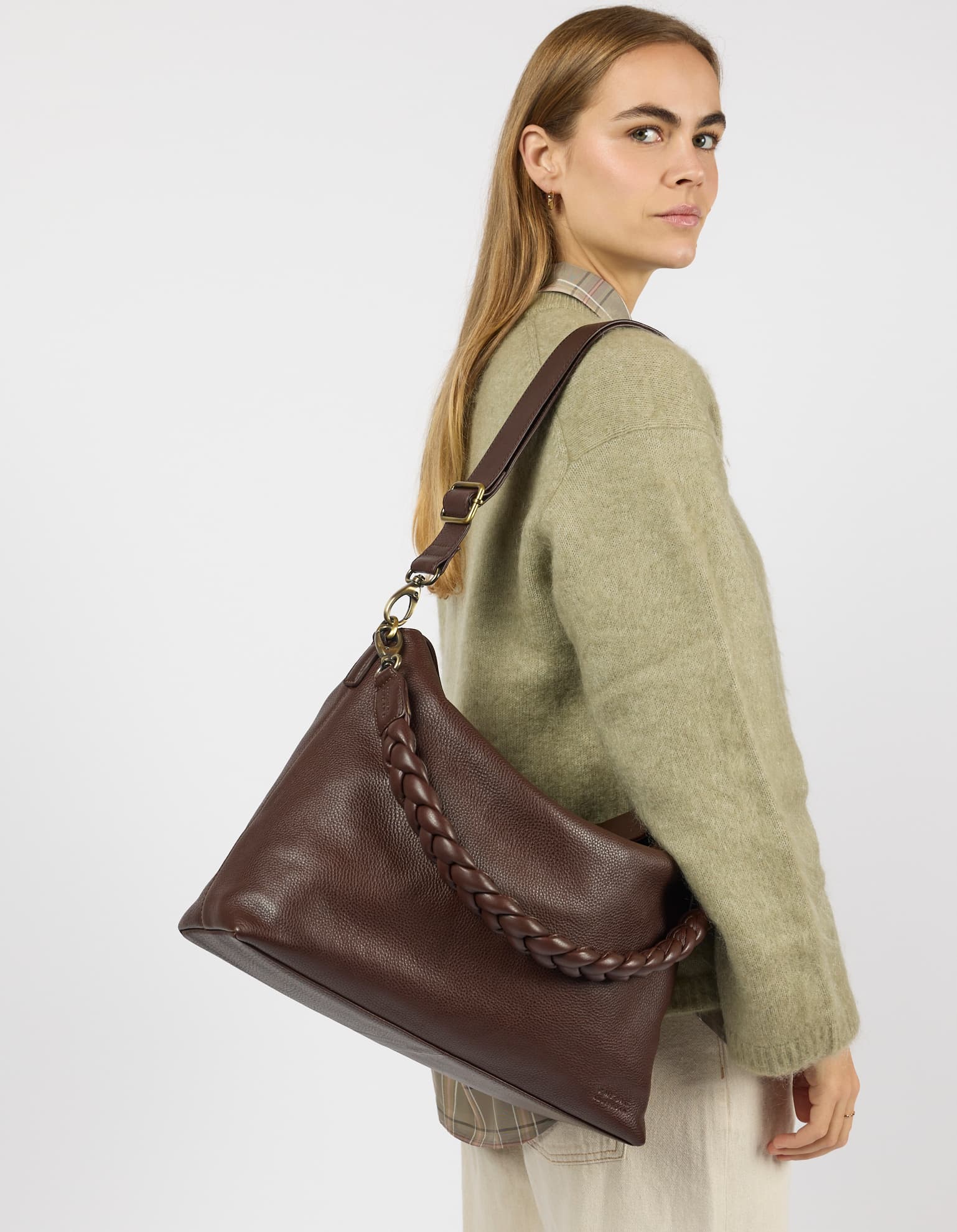 Model wearing Sienna in color Chocolate