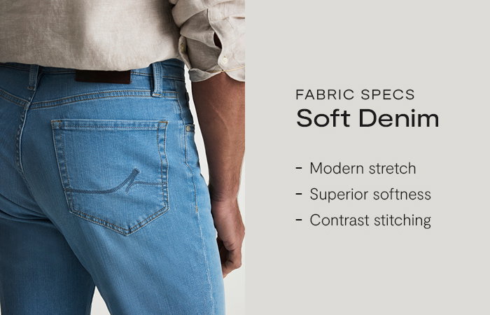 About Soft Denim: Modern stretch, superior softness, contrast stitching