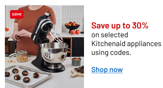 Save up to 30% on selected Kitchenaid appliances using codes