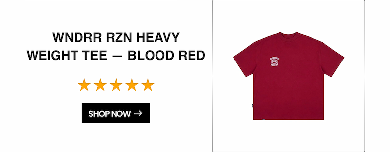 WNDRR RZN Heavy Weight Tee - Blood Red