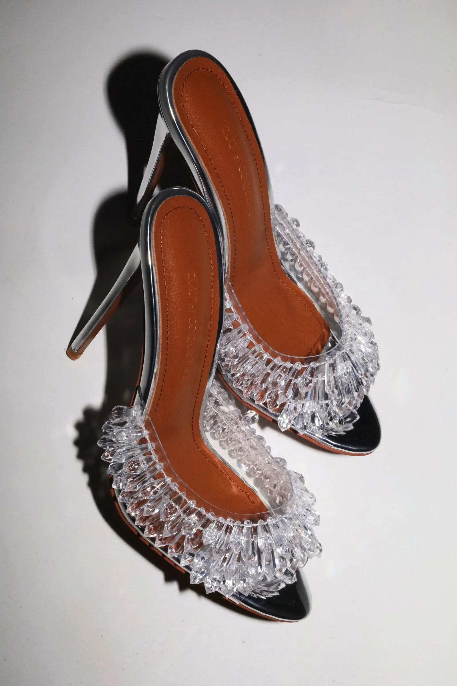 Image of Goldie Clear Drip Chandelier Open Toe Mules 120 mm