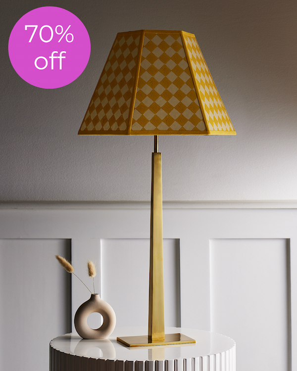 40cm milford check hexagon shade in cornsilk