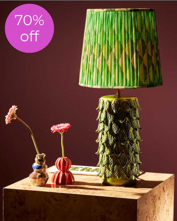  40cm tall tapered shade in green harlequin by matthew williamson