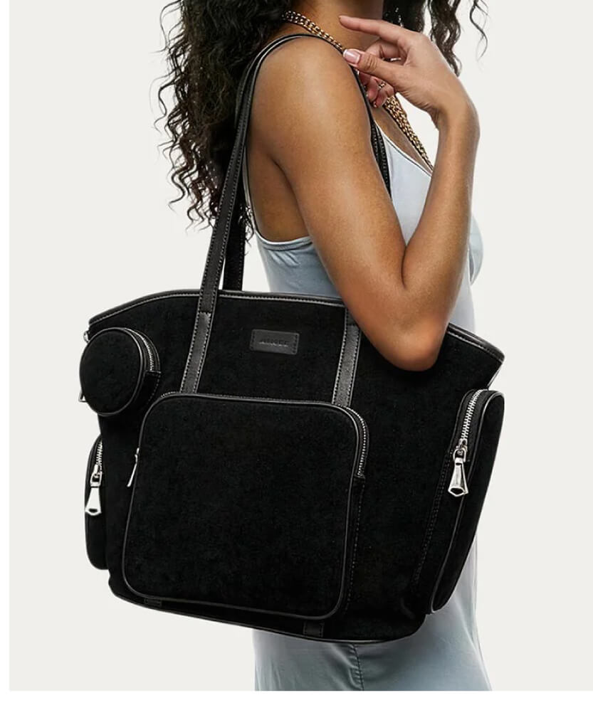 Skipper Cargo Tote in Black Suede