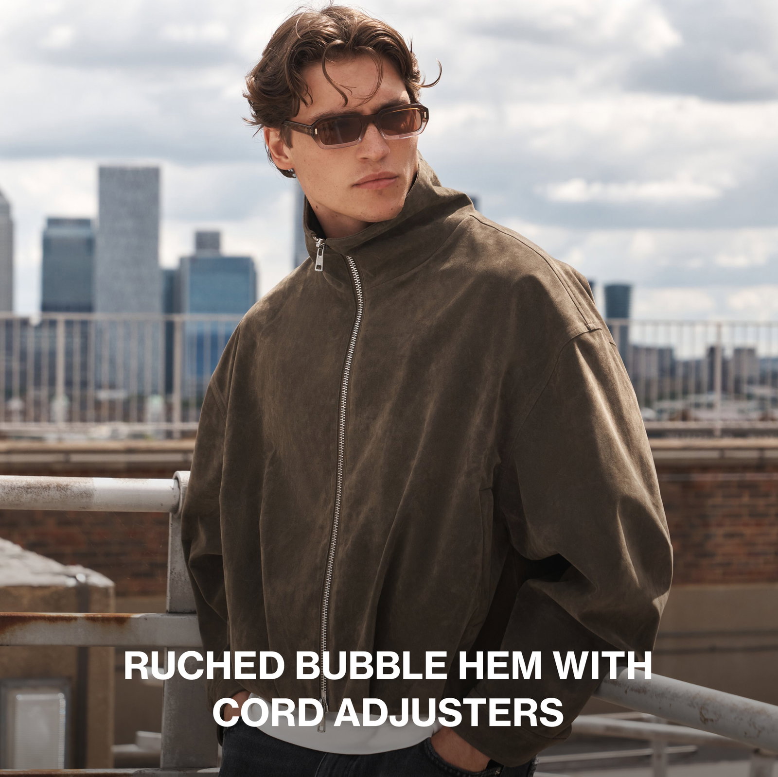 SUEDE FUNNEL NECK JACKET