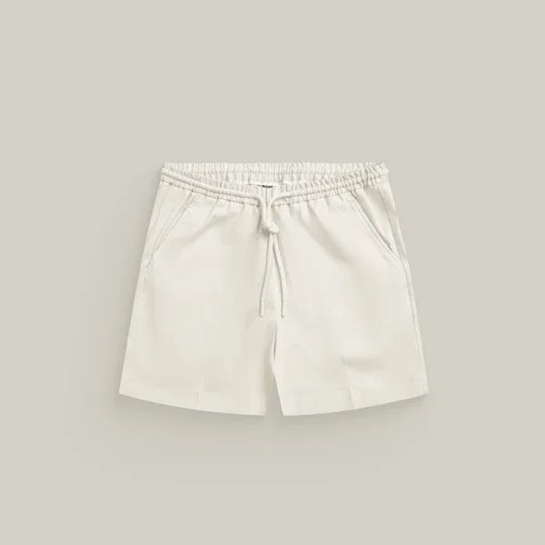 Stretch Cotton Drawstring Shorts Off White