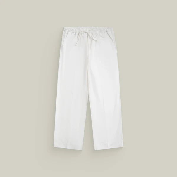 Stretch Cotton Wide Leg Pant White
