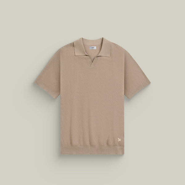 Buttonless Knit Polo Toffee