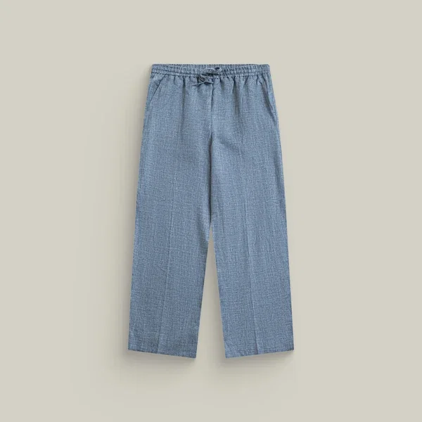 Linen Cotton Wide Leg Pant Light Blue