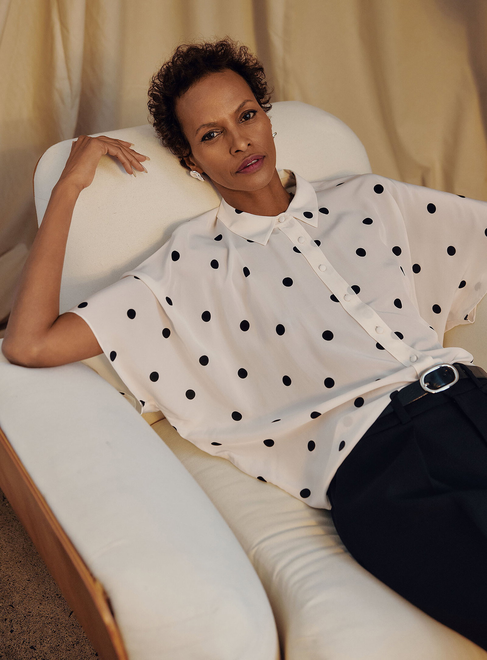 Silky polka dot blouse