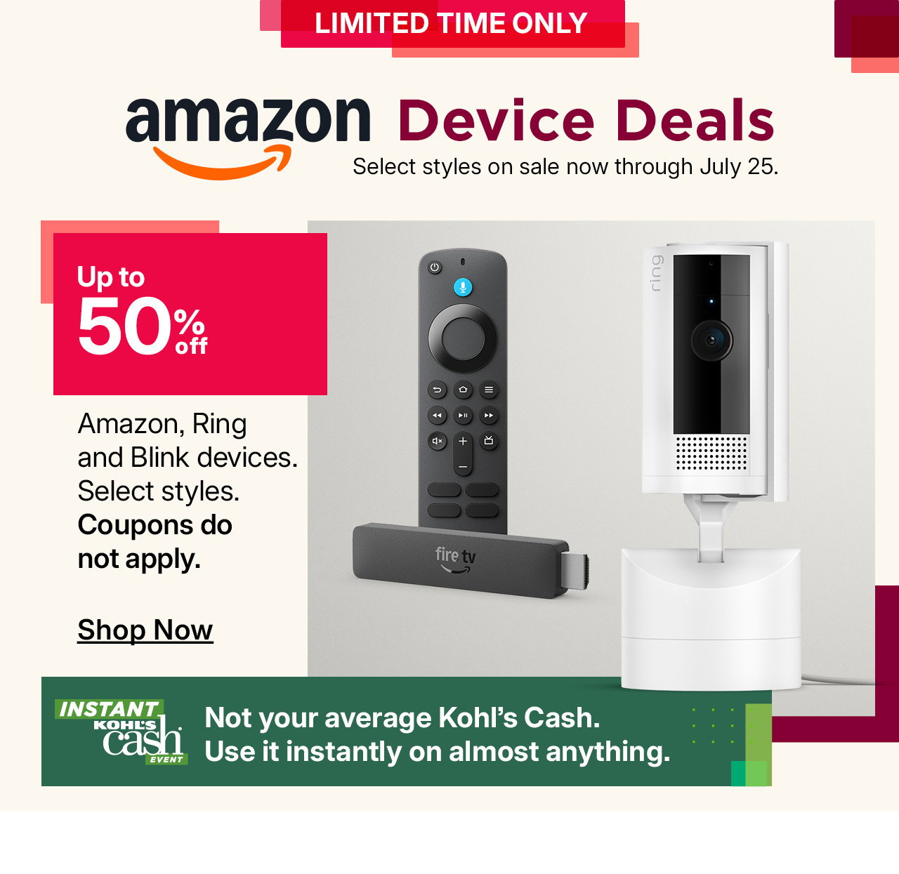 up to 50% off amazon, ring and blink devices
