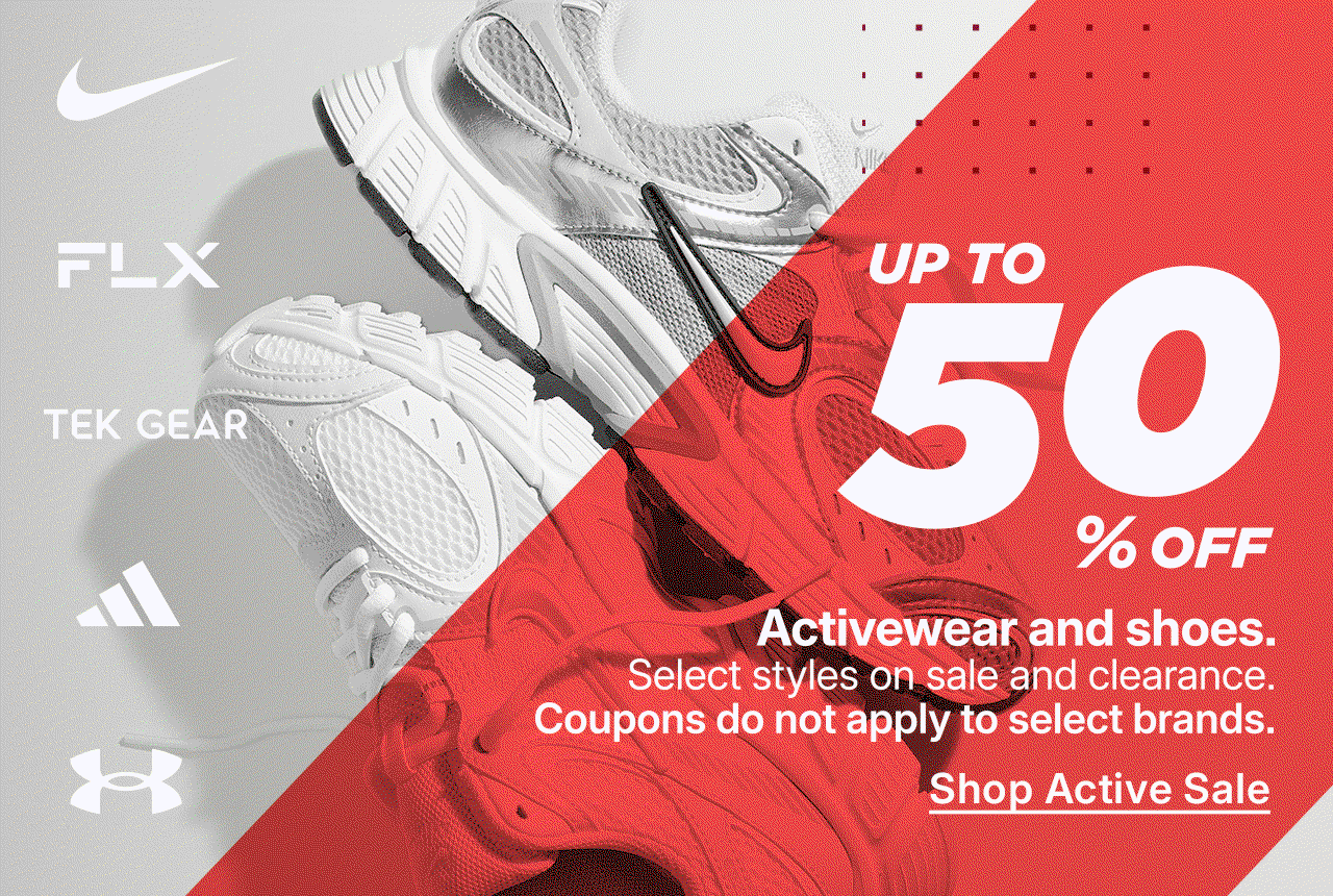 up to 50% off activewear and shoes