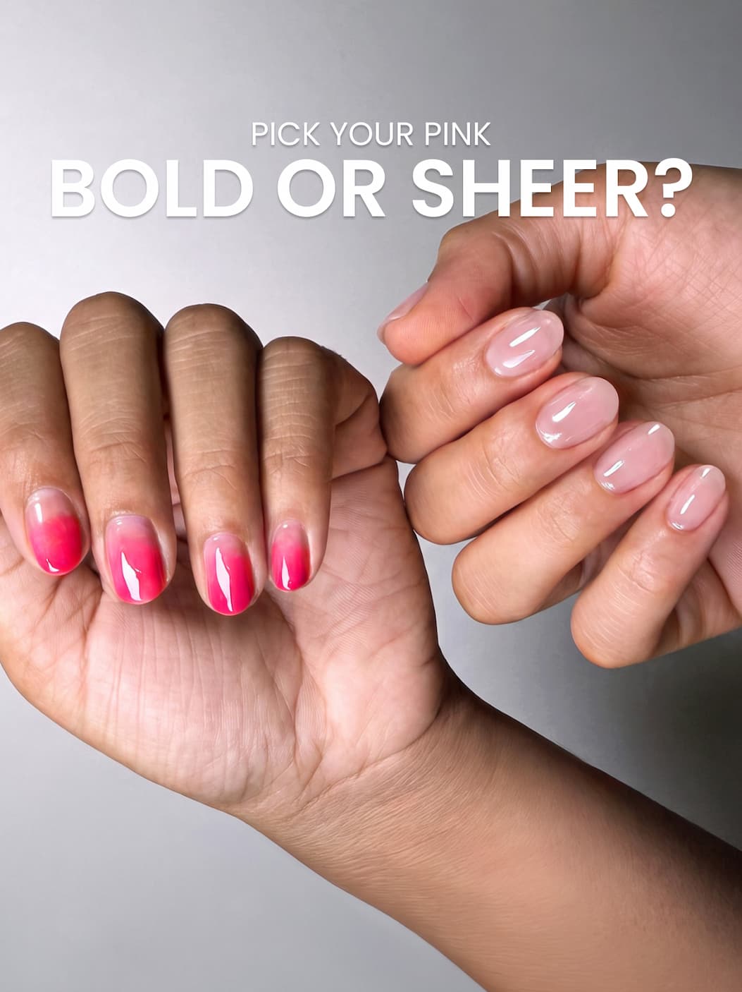 Bold and sheer pink nails