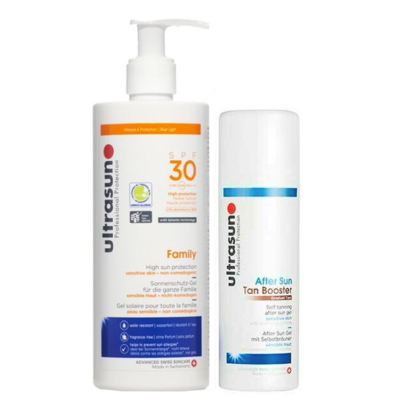 Image of Ultrasun Super Sensitive Family SPF30 400ml & Aftersun Tan Booster 150ml Duo 