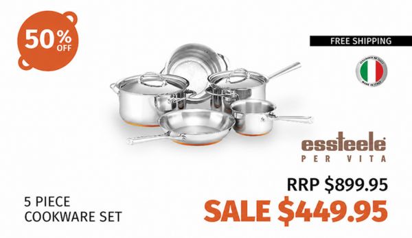 Essteele Per Vita Copper Base Stainless Steel Induction 5 Piece Cookware Set