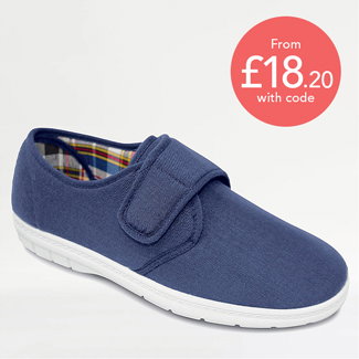 Extra Wide H Fit Touch Fasten Canvas Shoes - MJ097