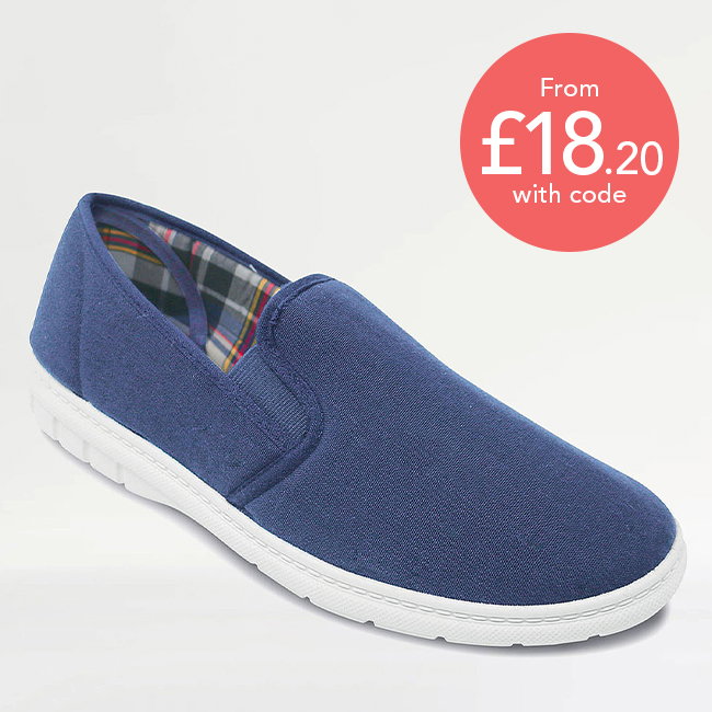 Canvas Elastic Gusset Extra Wide H Fit Slip On Shoe - MJ158