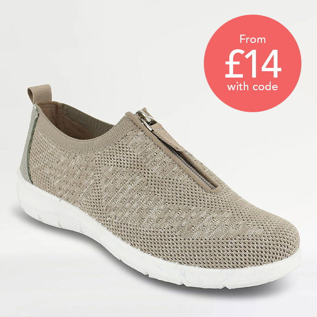Wide EE Fit Zip Front Marl Knit Fabric Trainer - LJ940