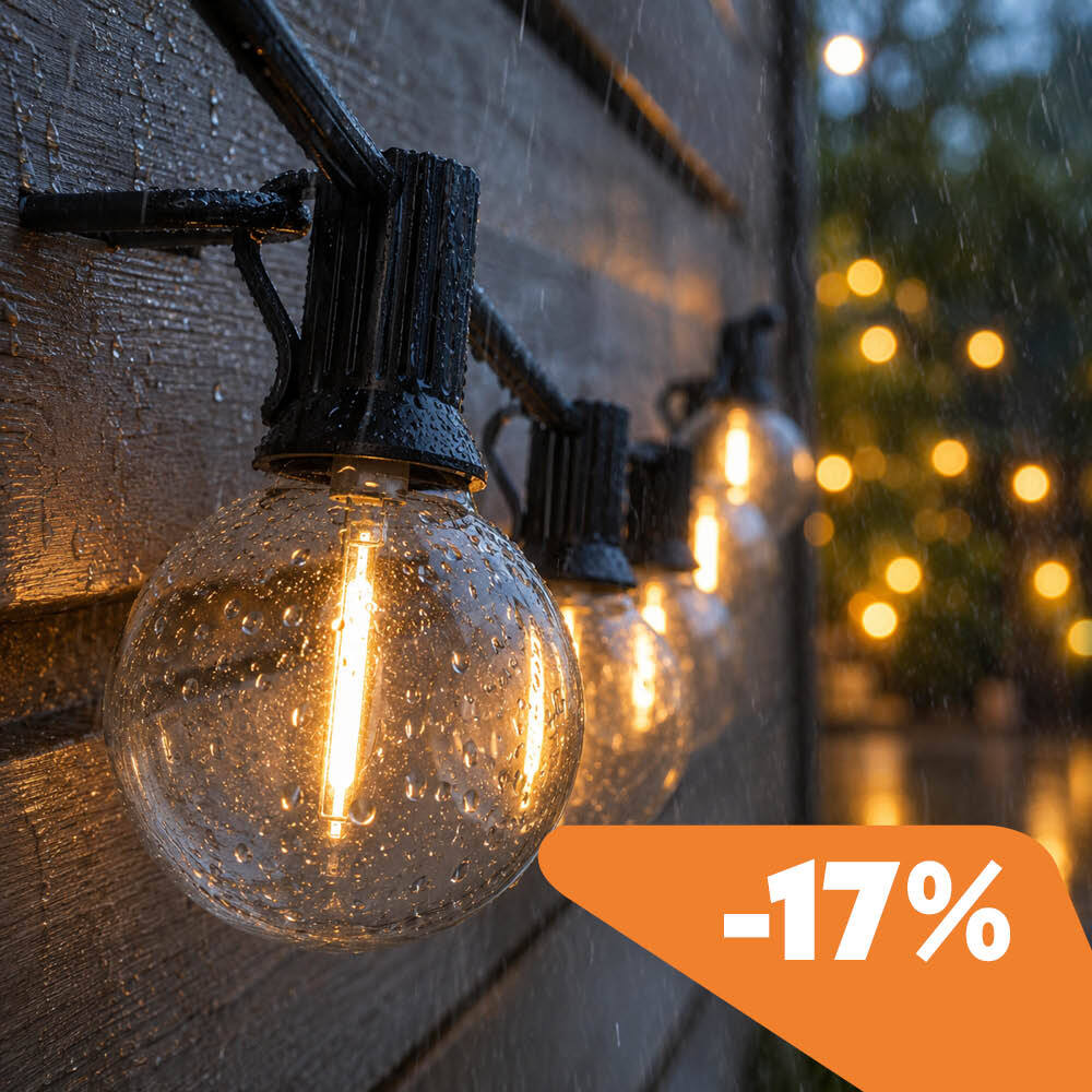 Solar String Light 7m - G40 Filament bulbs - 2700K Warm White - IP44 Waterproof