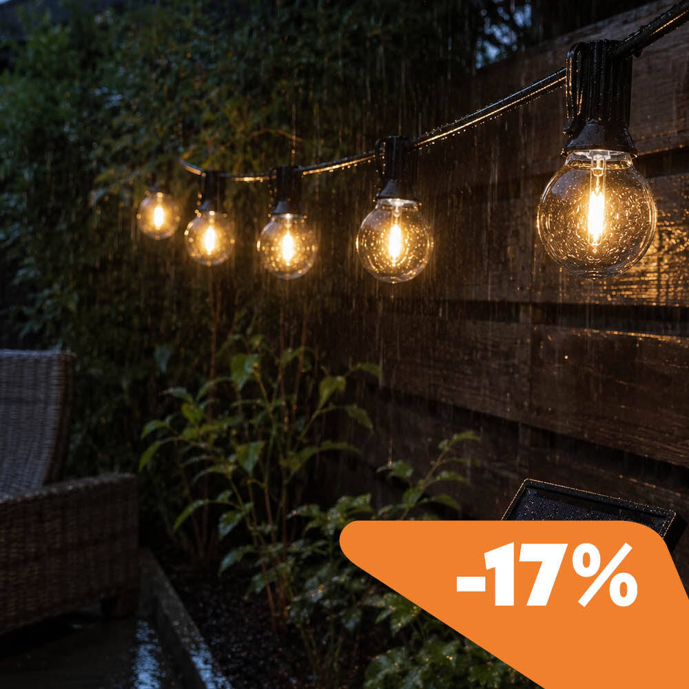 Solar String Light 5m - G40 Filament bulbs - 2700K Warm White - IP44 Waterproof