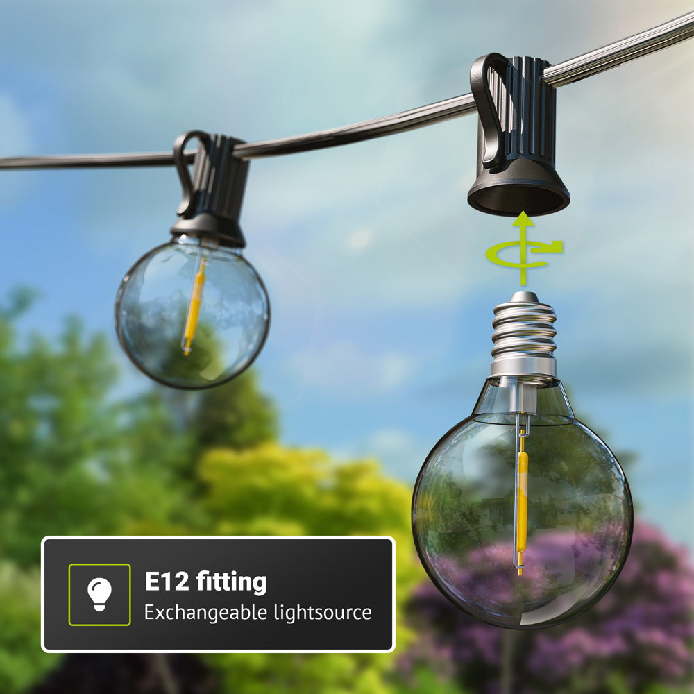 Solar string lights – replaceable light source