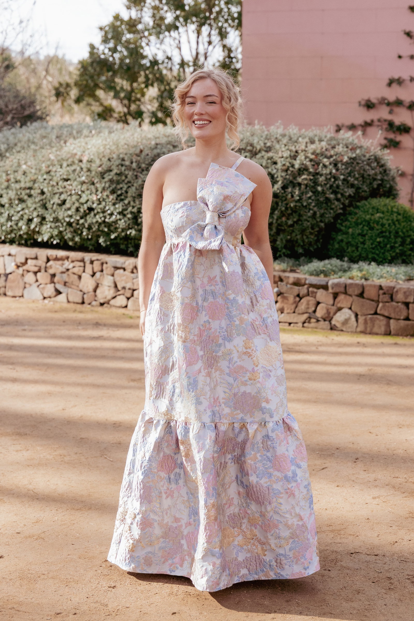 Image of Betina Bow Front Maxi Dress - Pale Blue Floral