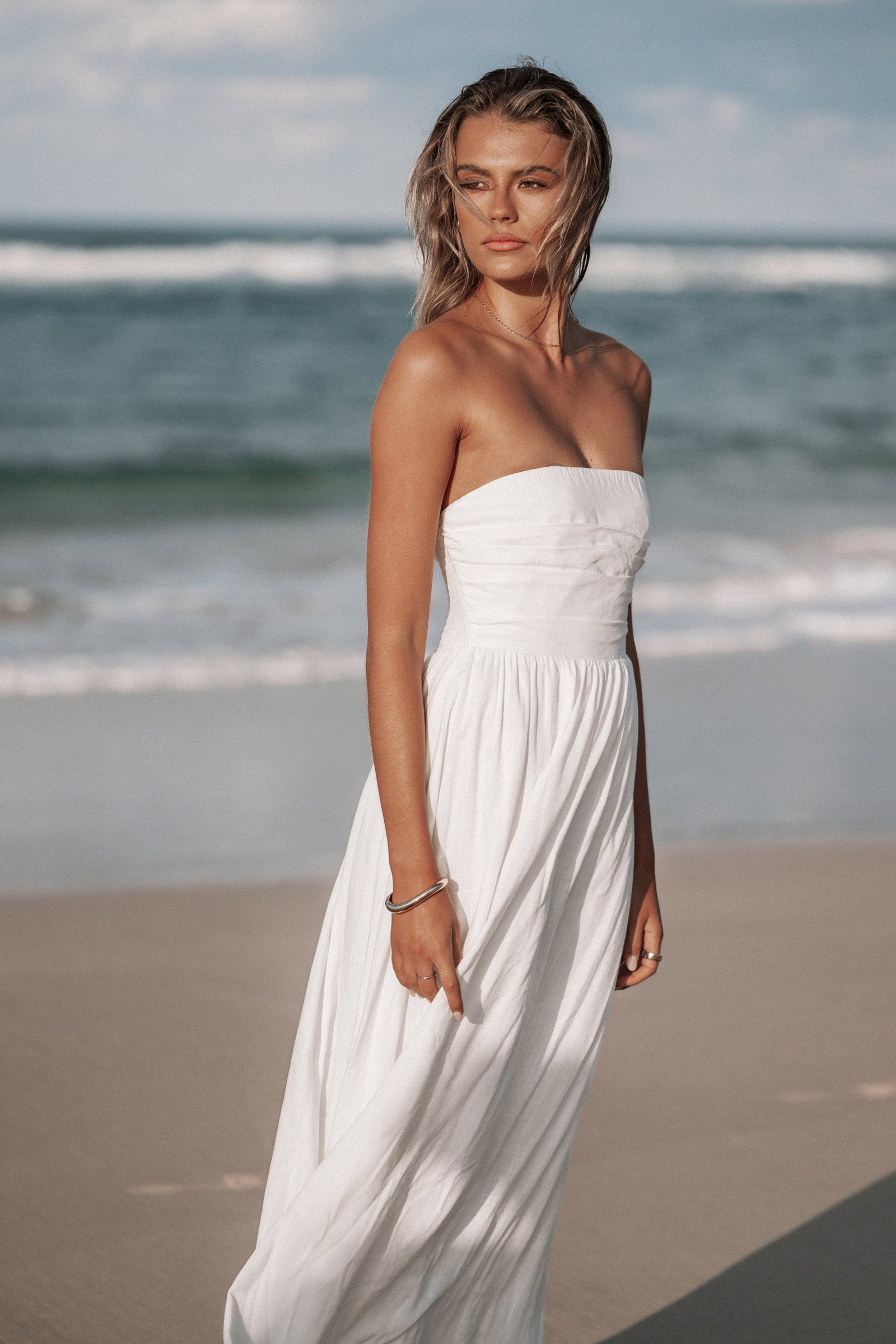 Image of Kayt Strapless Dress - White