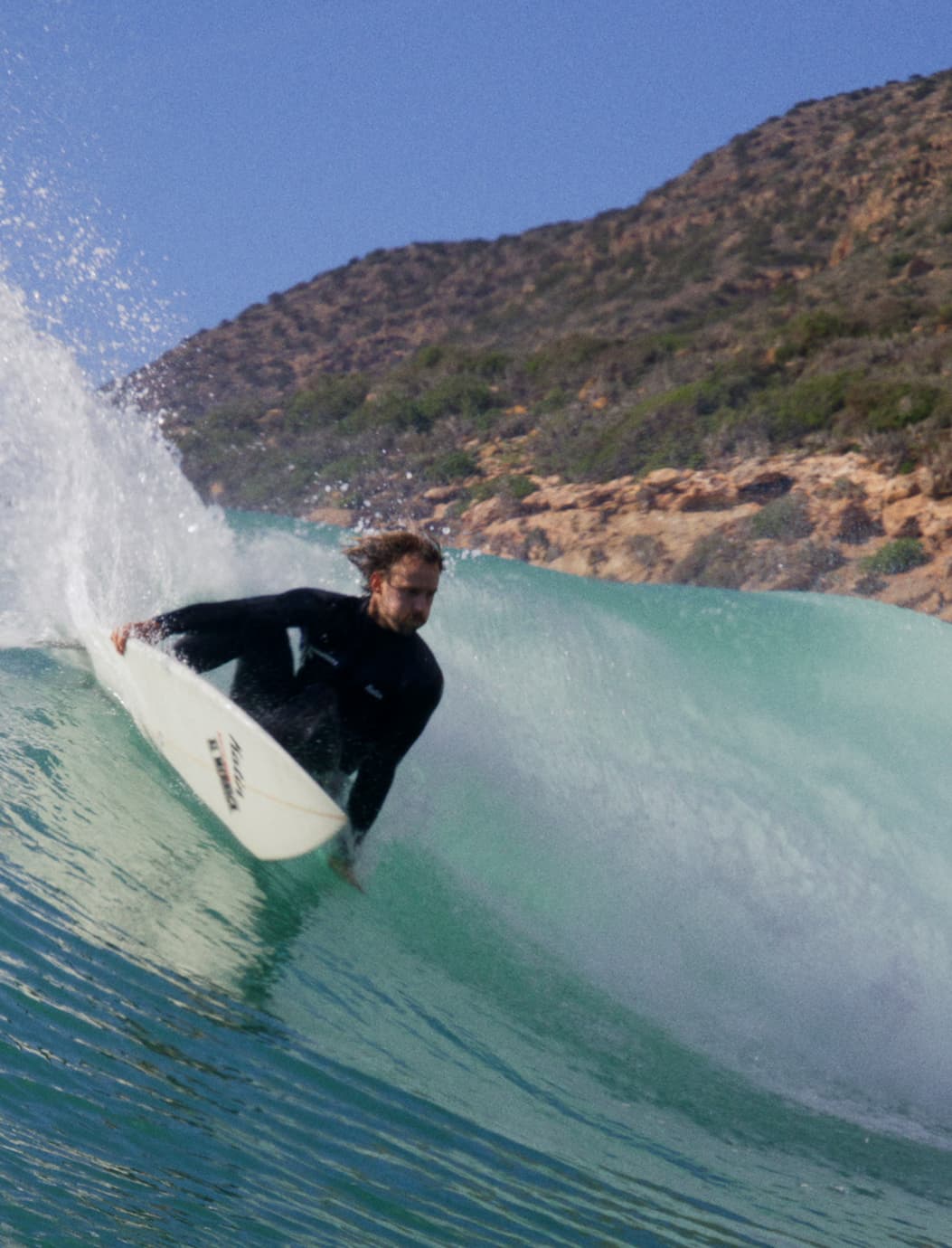 Gato surfing in a wave in Morocco