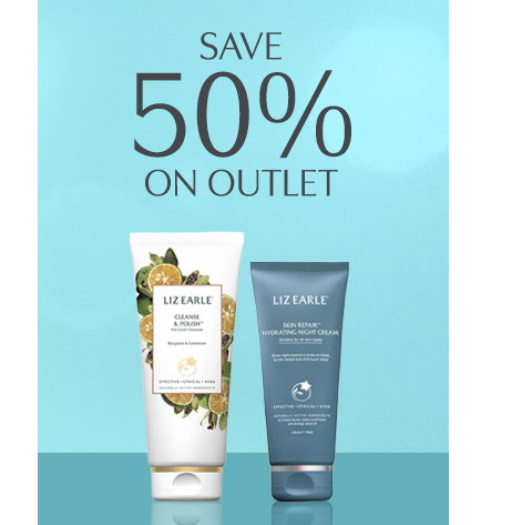 Save 50% on outlet. Liz Earle Cleanse & Polish Hot Cloth Cleanser Bergamot and Cardamom and Skin Repair Hydrating Night Cream.