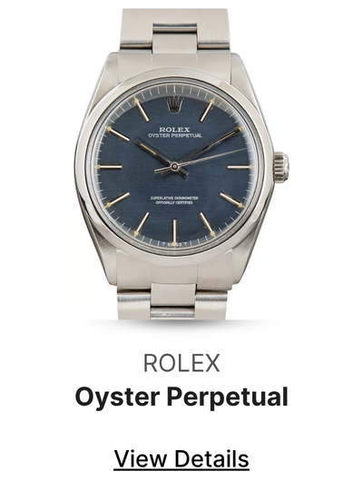 Vintage Rolex Oyster Perpetual 34 Stainless Steel Ref 1002 Blue Dial