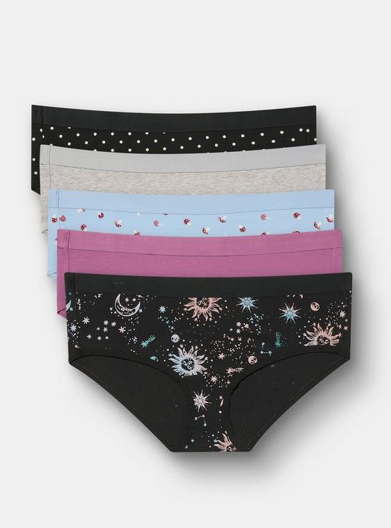 5-Pack Cotton Mid-Rise Hipster Panty