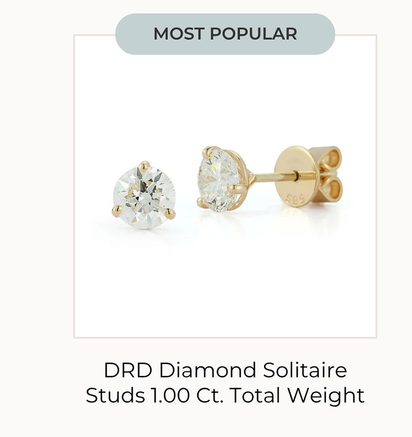 MOST POPULAR | DRD Diamond Solitaire Studs 1.00 Ct. Total Weight