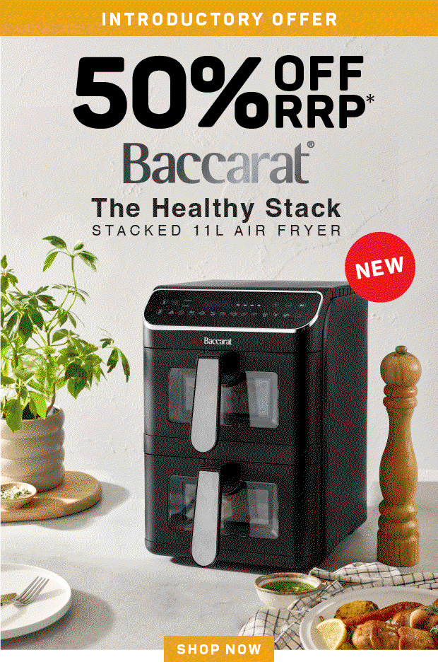 50% Off RRP* Baccarat 2 Stack Air Fryer 11L Black