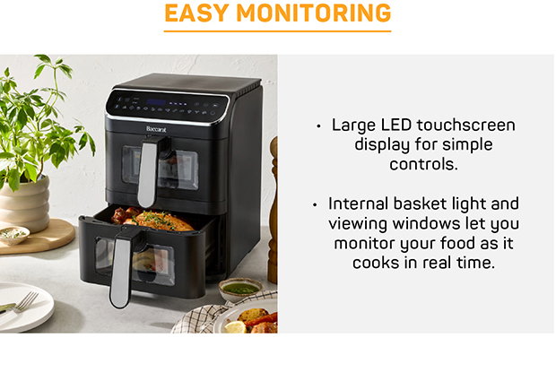 Easy Monitoring - Baccarat 2 Stack Air Fryer 11L Black